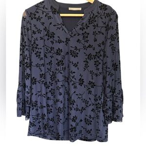 New Furnex brand women’s Floral Navy boho style blouse lined size medium
